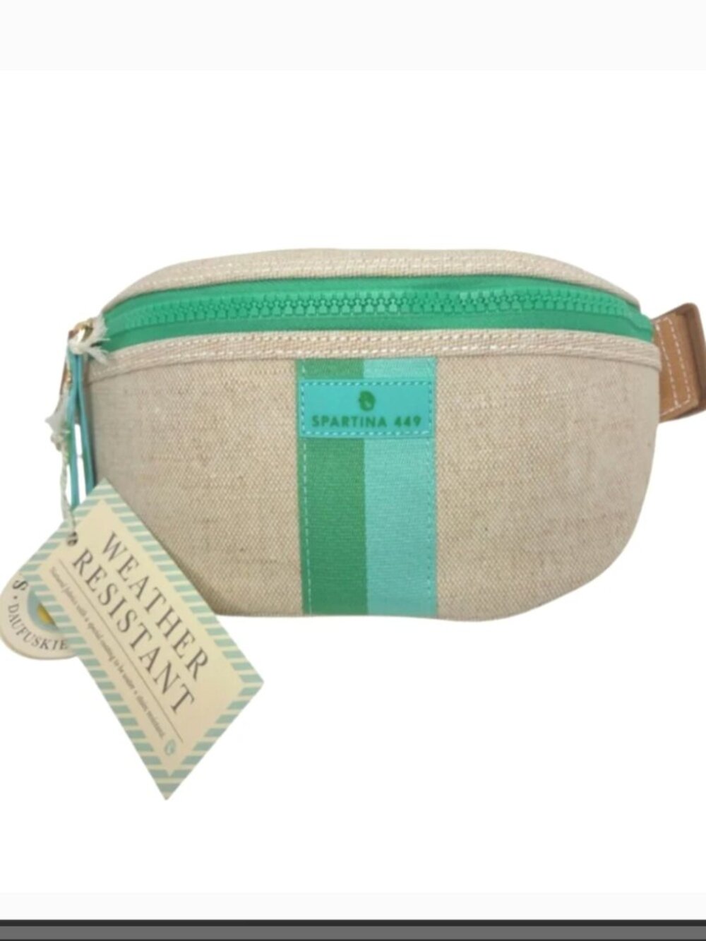 NWT *Spartina 449* Amanda Belt Bag | Coated Canvas Flax | Turquoise & Tan
